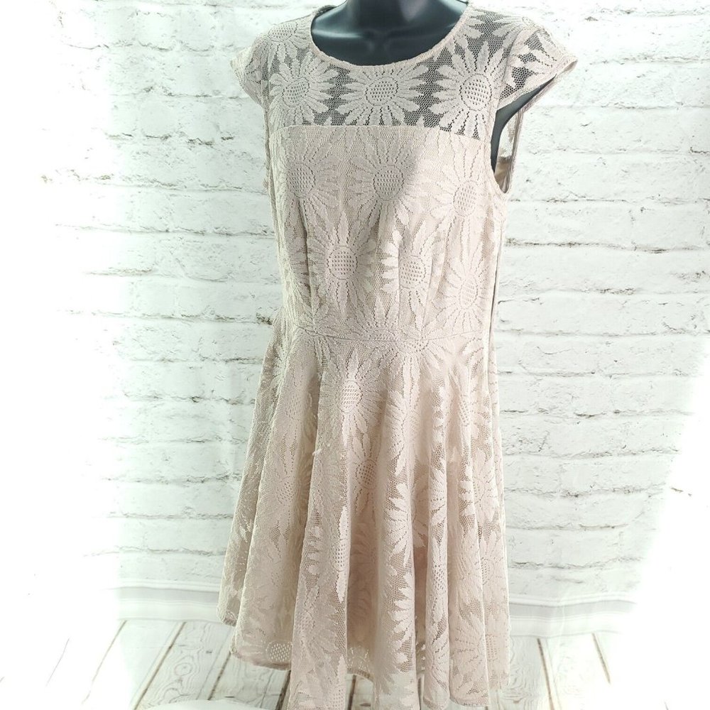 TL The Letter Womens Cream Lace Floral Fully Lined Fit & Flare Dress Size XS